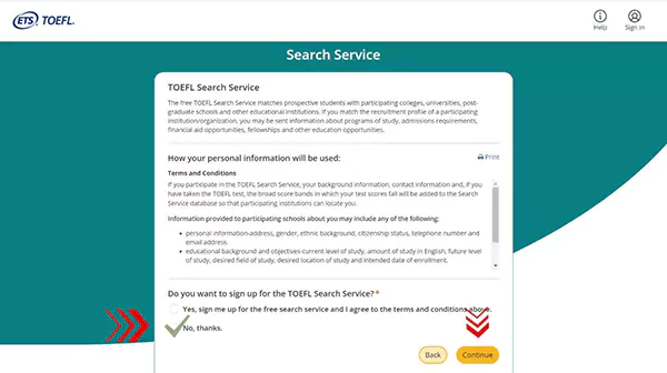 5- سرویس جستجوی TOEFL
