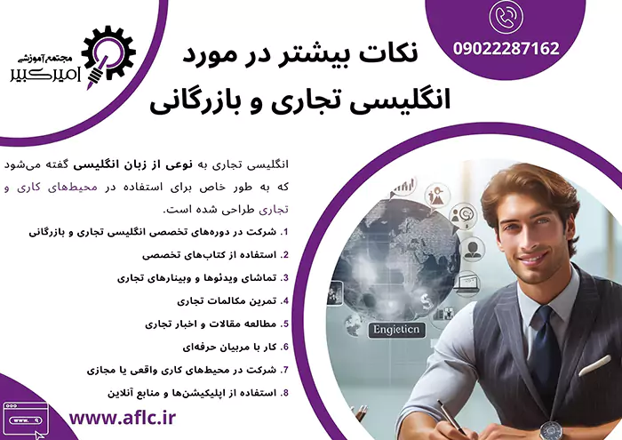 توضیحات بیشتر در مورد انگلیسی تجاری و بازرگانی